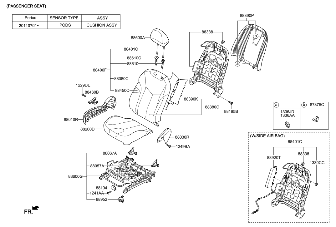 Hyundai 88400-2V900-TBJ Back Assembly-FR Seat Passenger