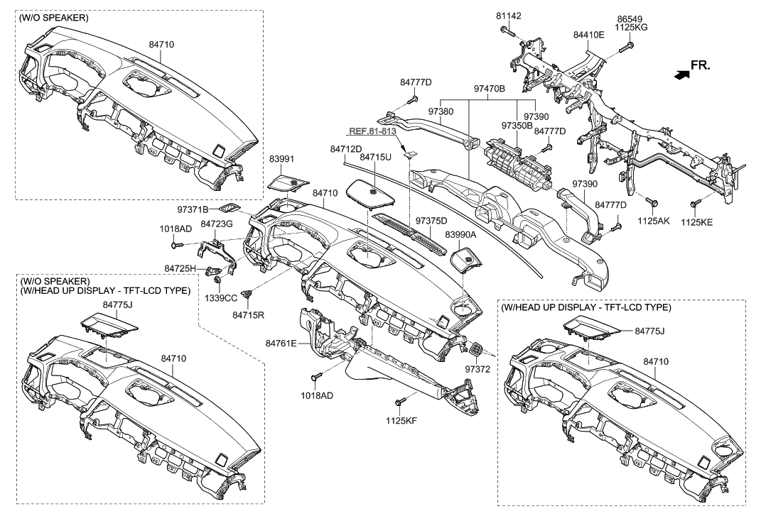 Hyundai 84728-B1000 Bracket Assembly-Crash Pad Upper Mounting,LH