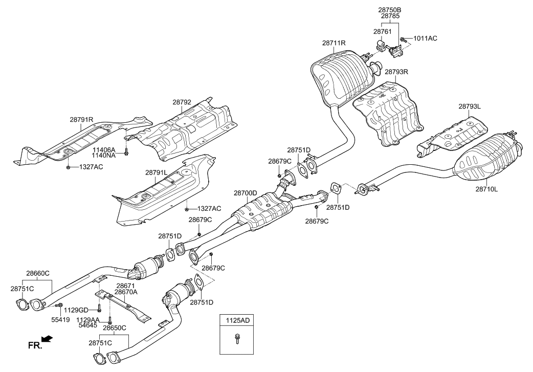 Hyundai 28600-B1700 Left Muffler Assembly