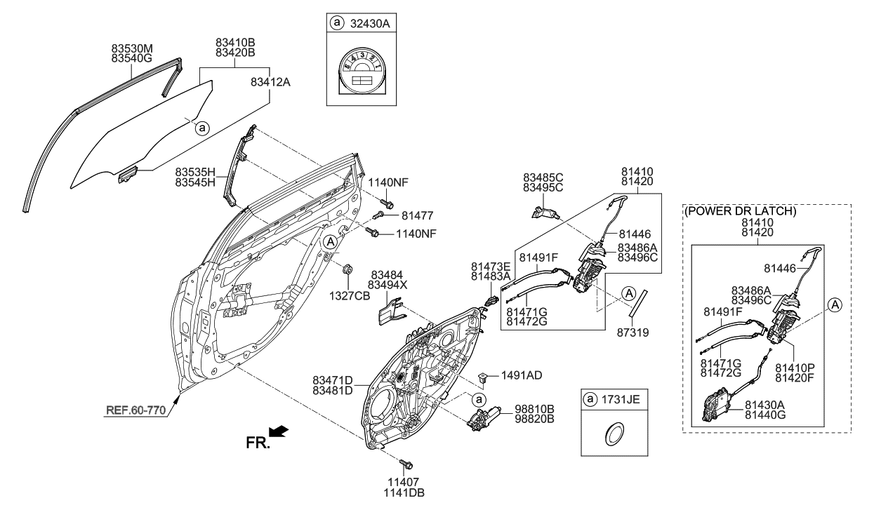 Hyundai 81421-B1010 Latch Sub Assembly-RR Dr,RH