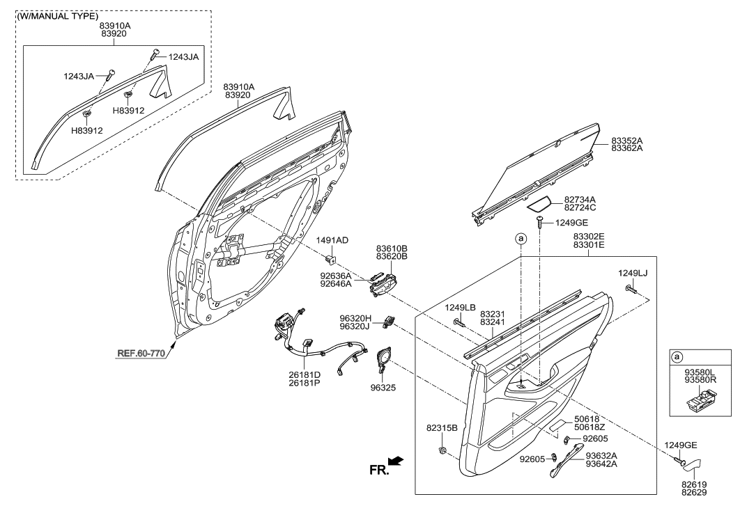 Hyundai 83306-B1050-NNR Panel Assembly-Rear Door Trim,RH