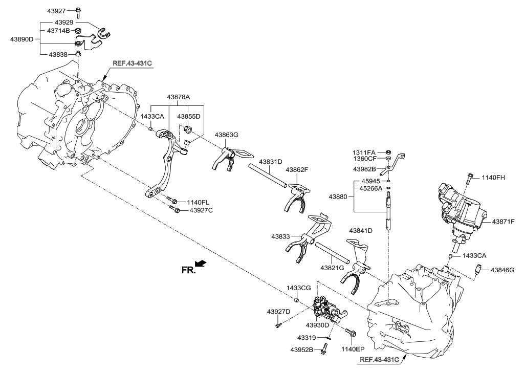 Hyundai 43810-32300 Rail Sub Assembly-Shift(1&2)