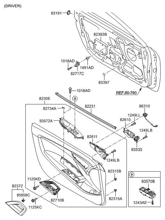 Hyundai 82372-2V010-SMR Cover Assembly-Grip Handle Outer LH