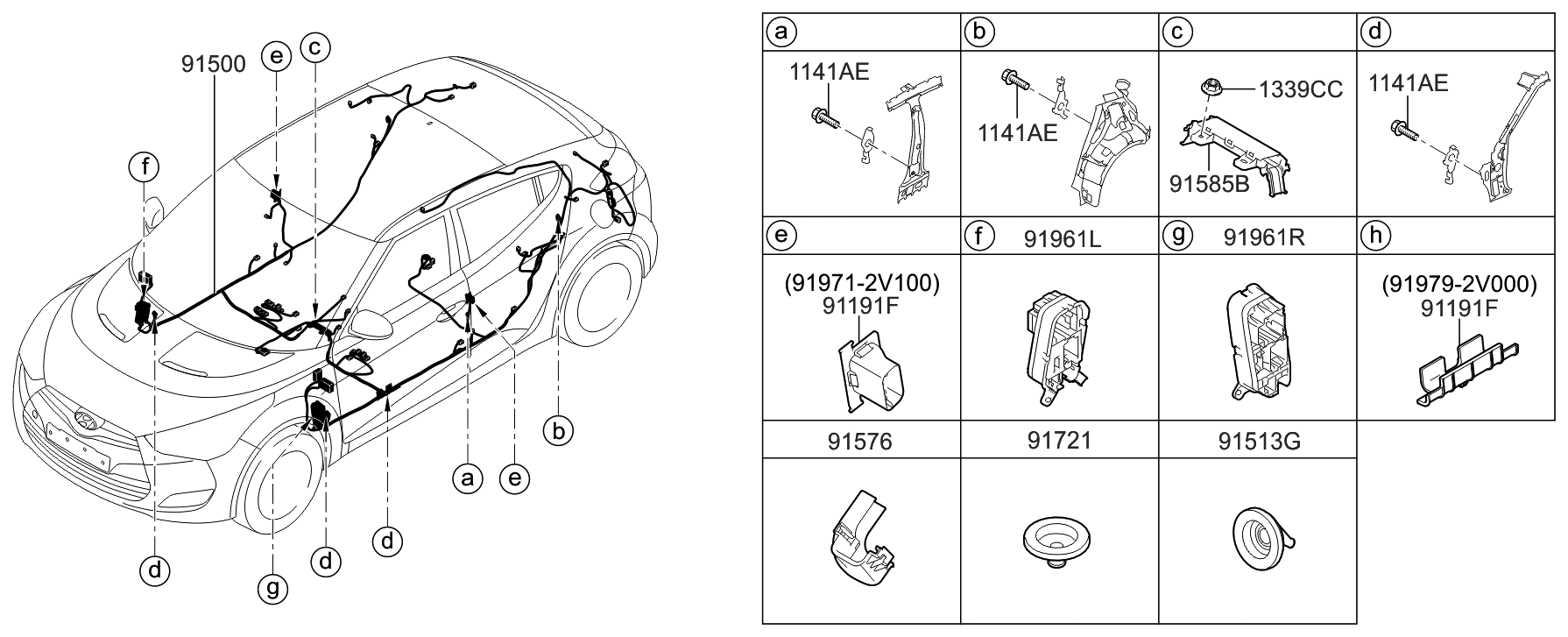 Hyundai 91551-2V160 Wiring Assembly-Floor