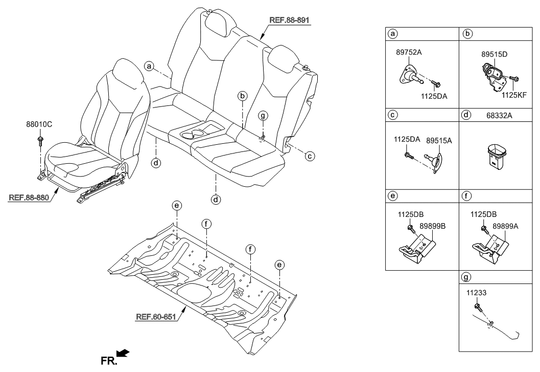 Hyundai 89720-2V000 Hinge Assembly-Rear Seat Back,Cent