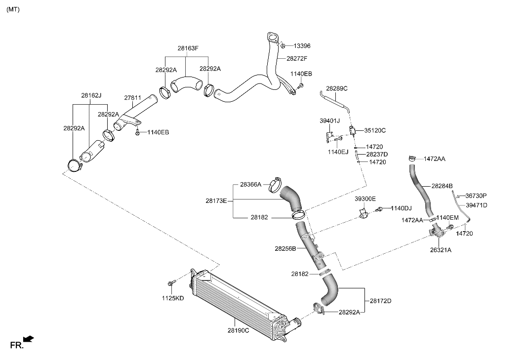 Hyundai 28284-2GTE0 Hose-Recirculation