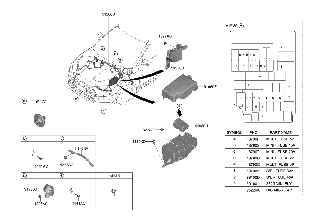 Hyundai 91225-K9070 WIRING ASSY-FRT