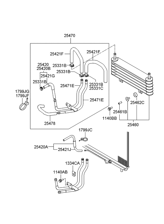 Hyundai 25420-39505 Hose Assembly-Automatic Transaxle Oil Cooling(Retu