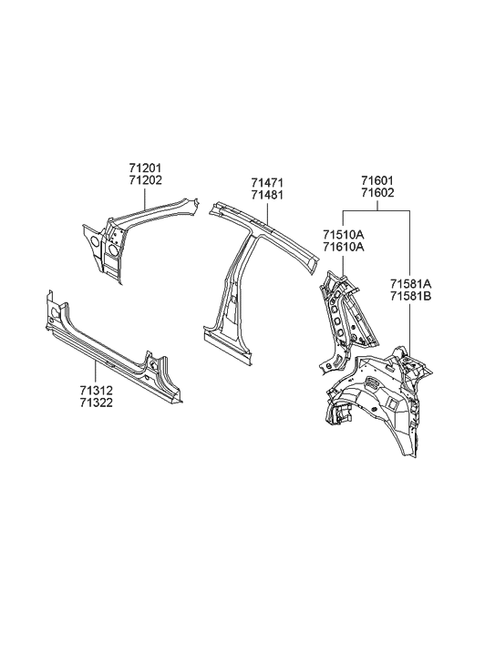 Hyundai 71601-39530 Panel Assembly-Quarter Inner,LH