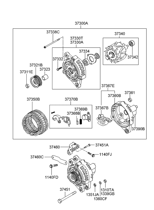 Hyundai 37330-39000 Bracket Assembly-Generator Front