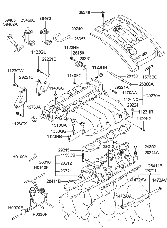 Hyundai 26721-39010 Hose-Positive CRANKCASE VENTIL