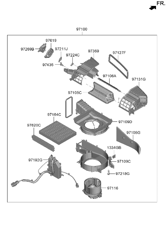 Hyundai 97113-JI000 MOTOR & FAN ASSY-A/C BLOWER