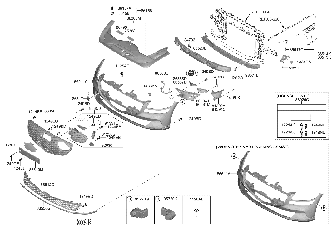 Hyundai 86519-JI100 MOULDING-FRT BPR LICENSE PLATE