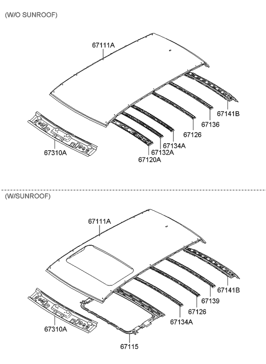 Hyundai 67111-2B000 Panel-Roof