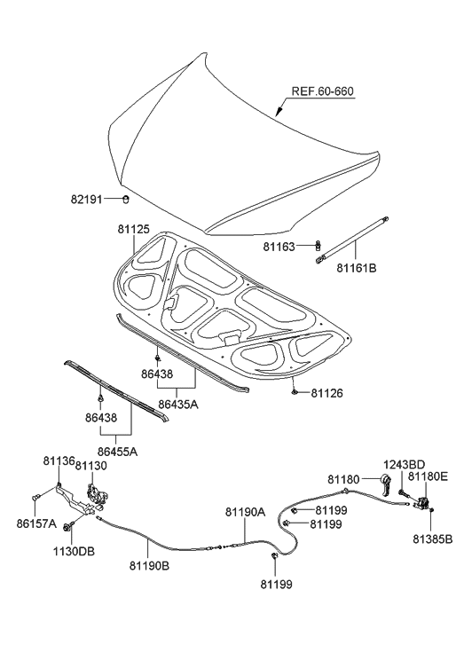 81125-2B000 Hyundai Pad-Hood Insulating
