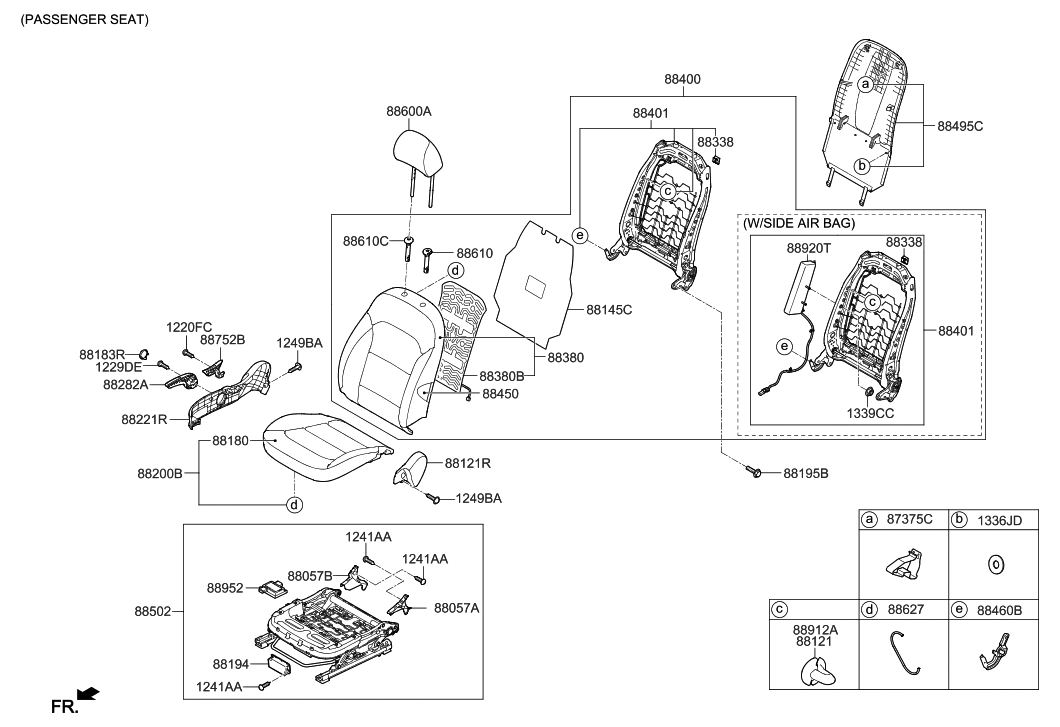 Hyundai 88460-F2730-XGA Front Right-Hand Seat Back Covering Assembly