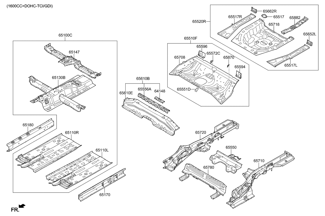 65520-f2000-genuine-hyundai-pnl-assembly-rr-floor-rr-complete