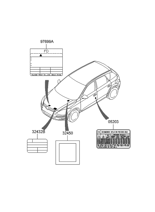 Hyundai 32451-23111 Label-1