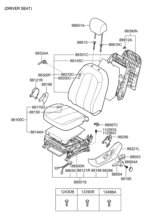 Hyundai 88160-2L600-JCA Front Driver Side Seat Cushion Covering