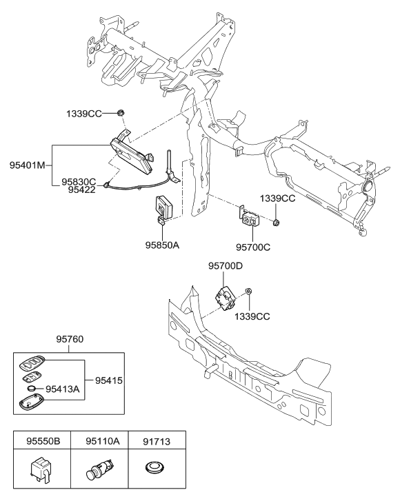 Hyundai 95700-2L010 Module Assembly-Back Waring System
