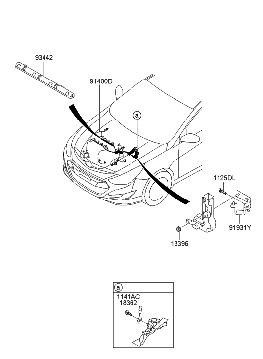 Hyundai 91400-4R013 Wiring Assembly-Control