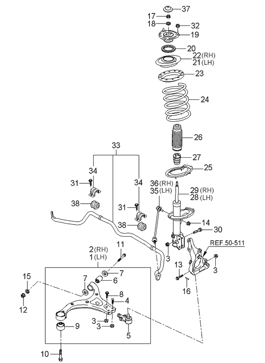 Hyundai 54661-4D100 Front Right-Hand Shock Absorber Assembly