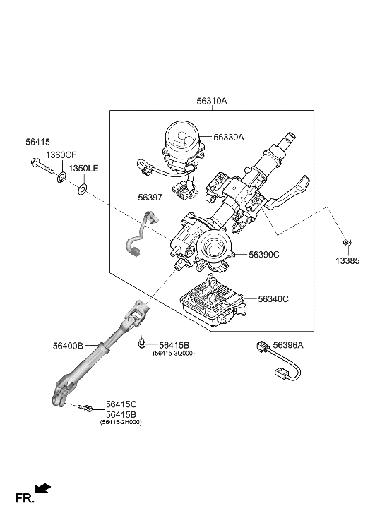 Hyundai 56390-J9000 Column & Housing Assembly