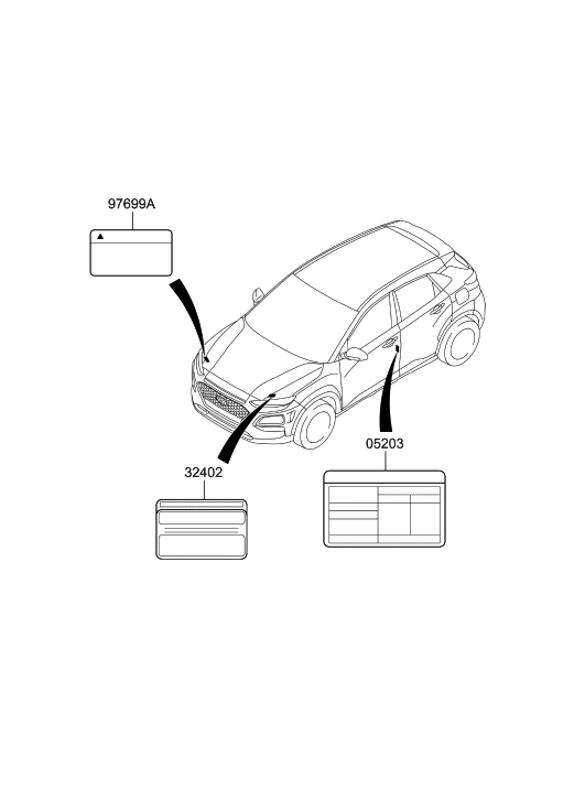 Hyundai 05203-J9310 Label-Tire Pressure