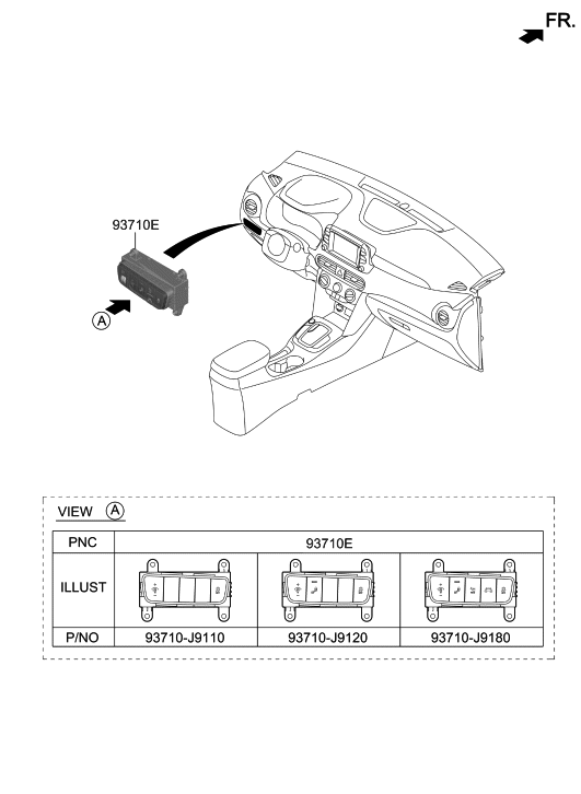 Hyundai 93710-J9130-TRY Switch Assembly-Side Crash Pad