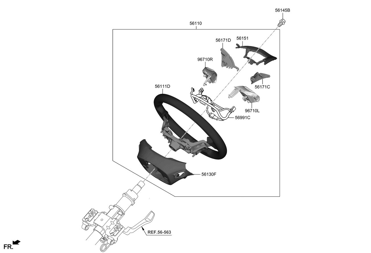 Hyundai 56100-J9380-MGR Steering Wheel Assembly