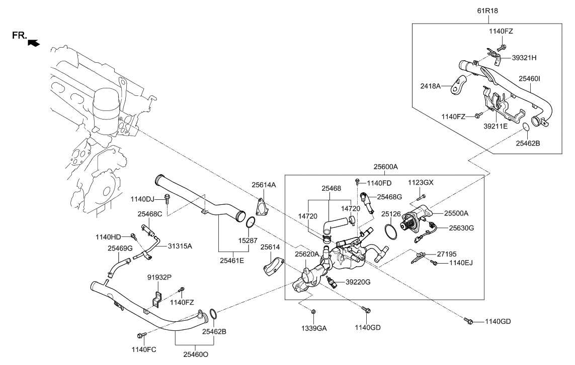 Hyundai 25460-3L100 Pipe Assembly-Water Inlet