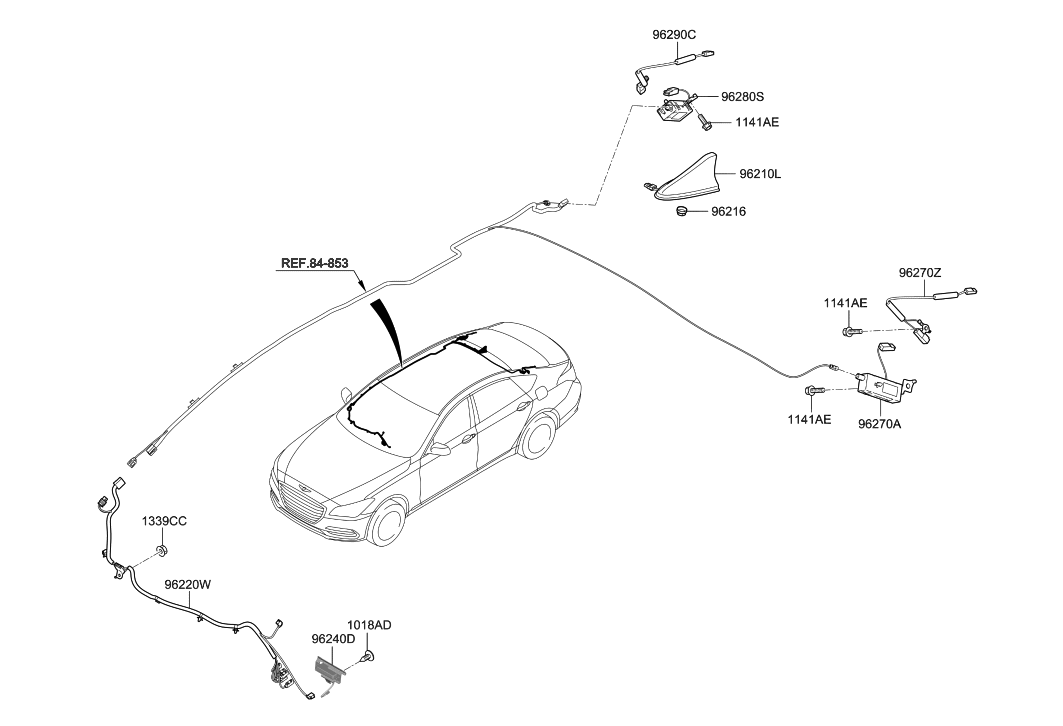 Hyundai 96210-B1DA0-V6S Combination Antenna Assembly