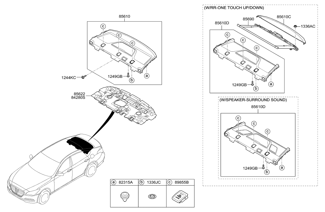 Hyundai 84280-B1520 Pad-Rear Package Tray Under