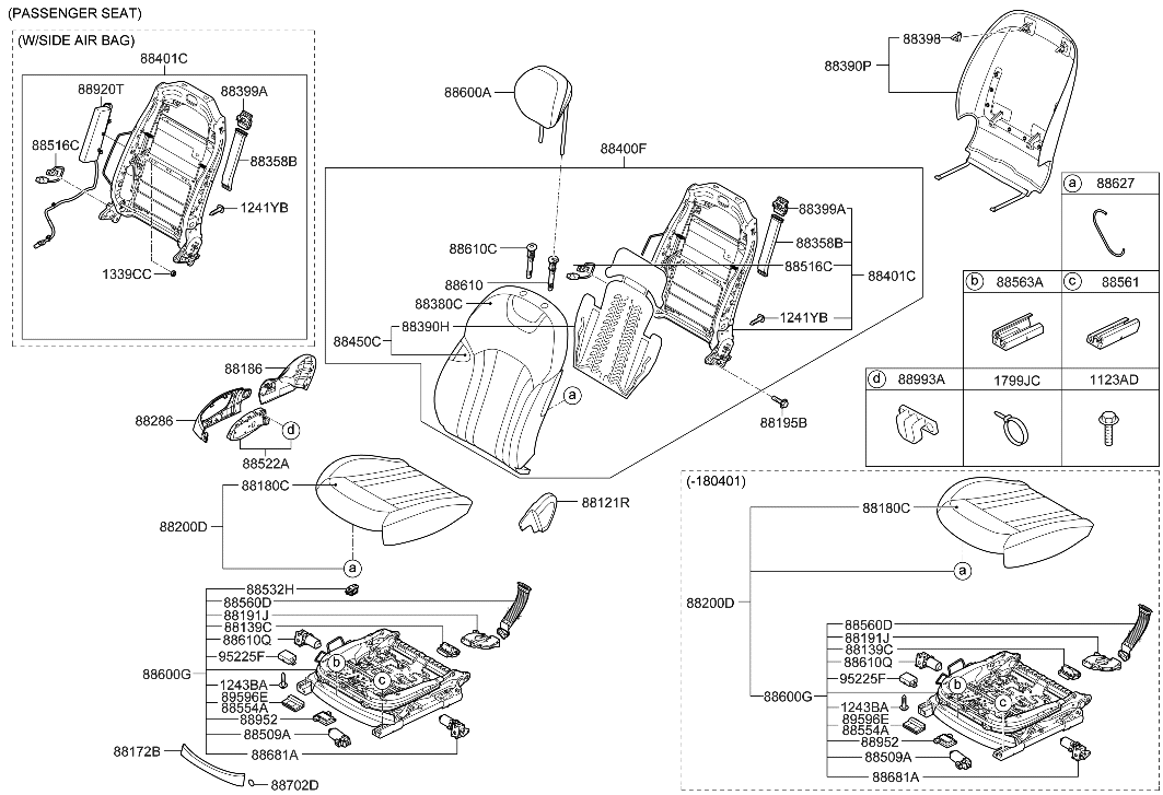 Hyundai 88404-B1320-TWV Back Assembly-Front Seat Passenger