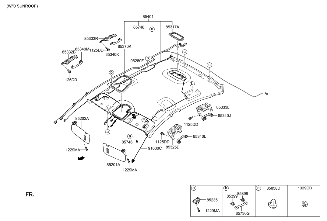 Hyundai 85410-B1320-RRY Headlining Assembly