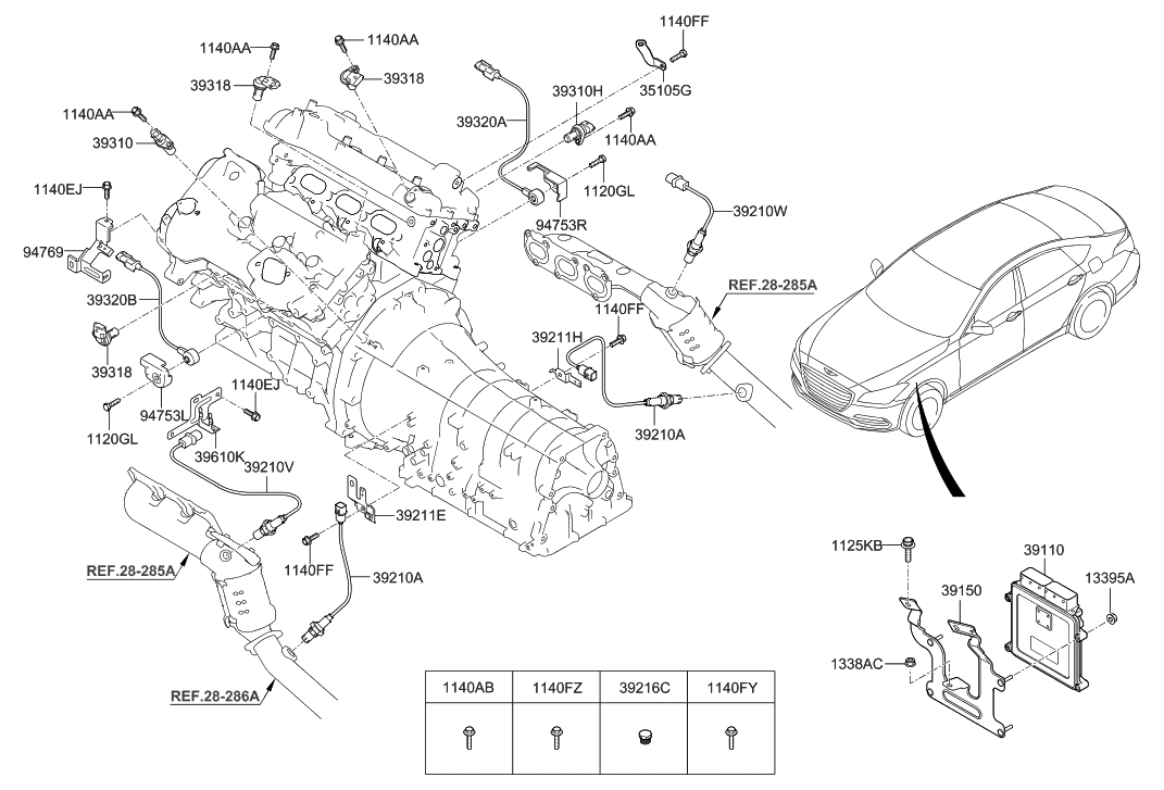 Hyundai 39210-3L210 Sensor Assembly-Oxygen,Front(LH)