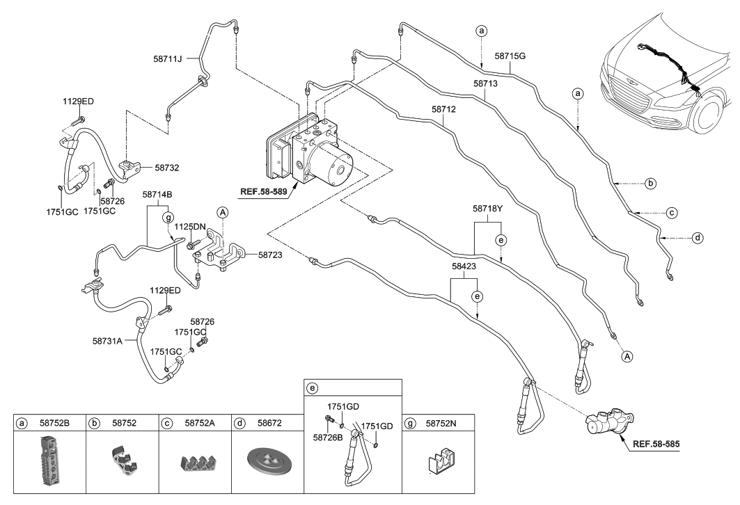 Hyundai 58722-B1010 Tube-Master Cylinder To Hydraulic Unit,Pri