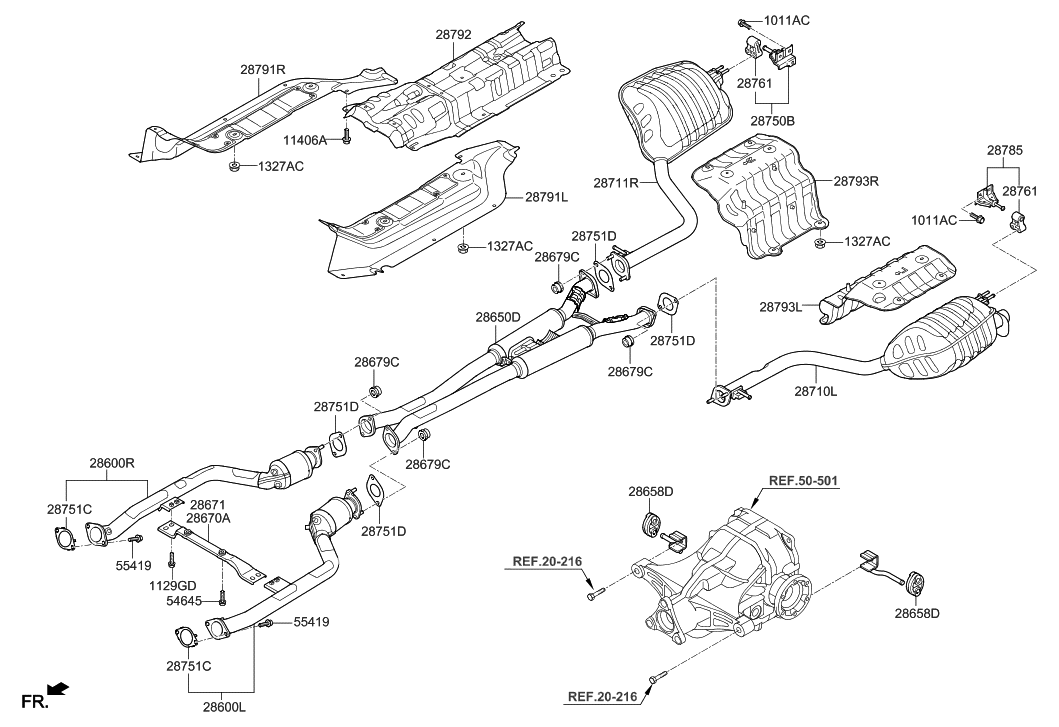 Hyundai 28650-B1270 Center Muffler Assembly