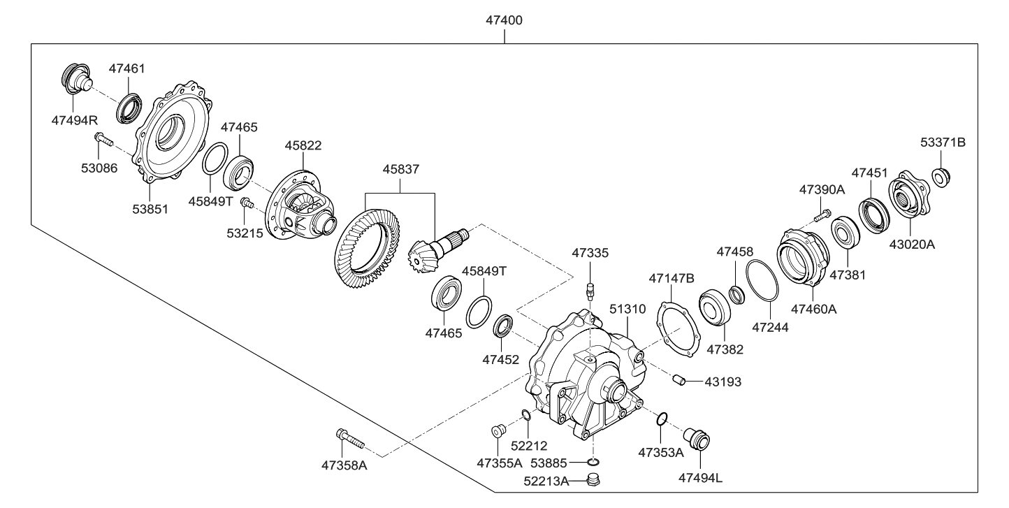 Hyundai 47400-47000 Differential Assembly-Front