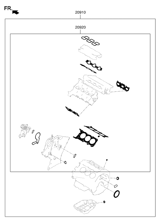 Hyundai 20920-3LA00 Gasket Kit-Engine Overhaul Upper