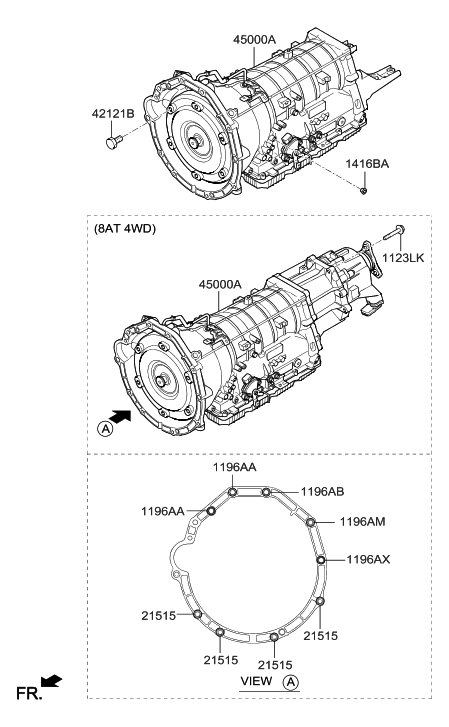 Hyundai 45000-47050 Automatic Transaxle & Torque Converter Assembly