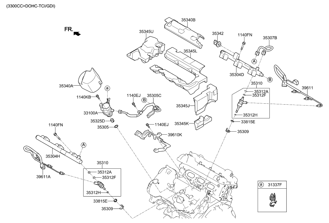 Hyundai 35305-3L200 Pipe Assembly-Fuel High(Front)