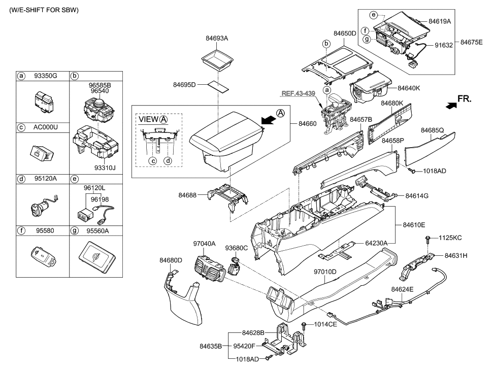 Hyundai 84658-B1150-RSS Moulding Assembly-Floor Console,RH