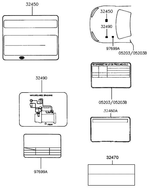 Hyundai 05203-29000 Label-Tire Pressure