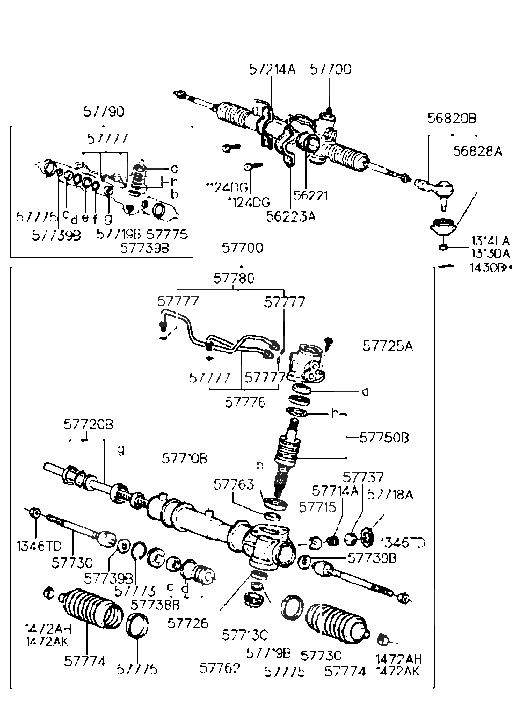 Hyundai 57710-29100 Gear & Linkage Assembly-Power Steering