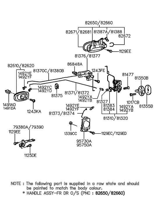 Hyundai 81384-29000 Front Door Lock Rod, Right