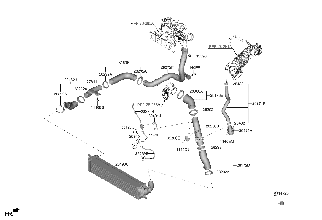 Hyundai 28287-2GTS0 PIPE-INTERCOOLER OUTLET