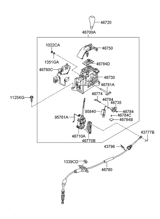 Hyundai 46721-2B510 Lever-Gear Shift