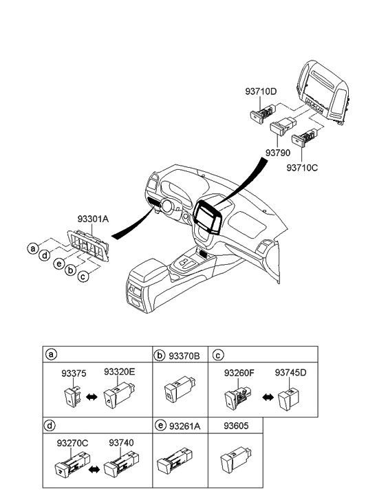 Hyundai 93605-2B015-RAS Switch Assembly-Inverter