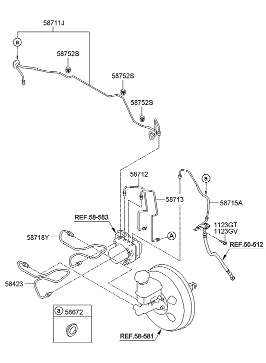 Hyundai 58722-0W400 Tube-Master Cylinder To Hydraulic Unit,Pri